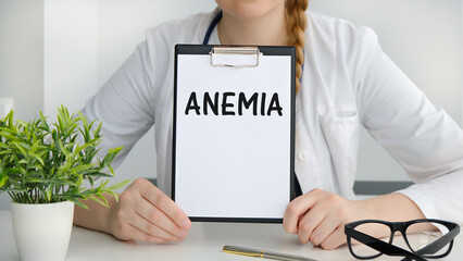 ANEMIA blood for test , Medical Concept , Diagnosis Iron deficiency doctor hand working...