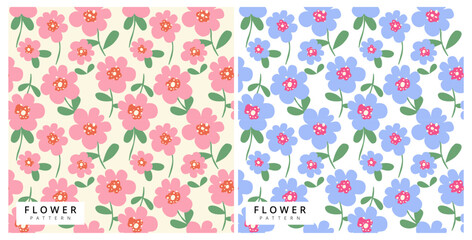 vector flower pattern background design, seamless pattern, flat design