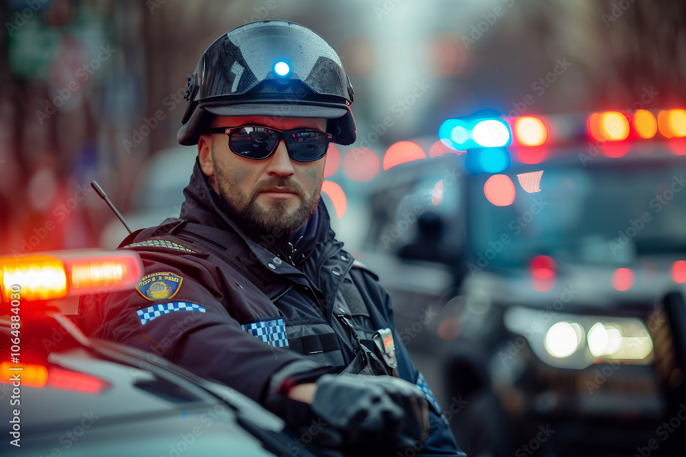 Poster a policeman cop in uniform generative ai image