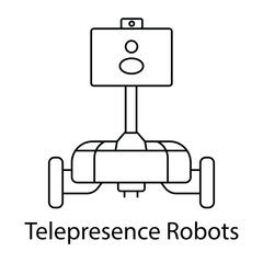 Obraz premium Telepresence Robot Icon – Screen and Camera Symbolizing Remote Communication Support
