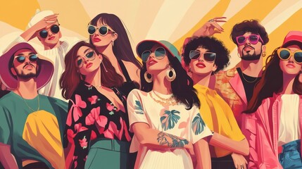 Fototapeta premium Social media influencers using their reach to promote brands and lifestyle trends. Illustrations