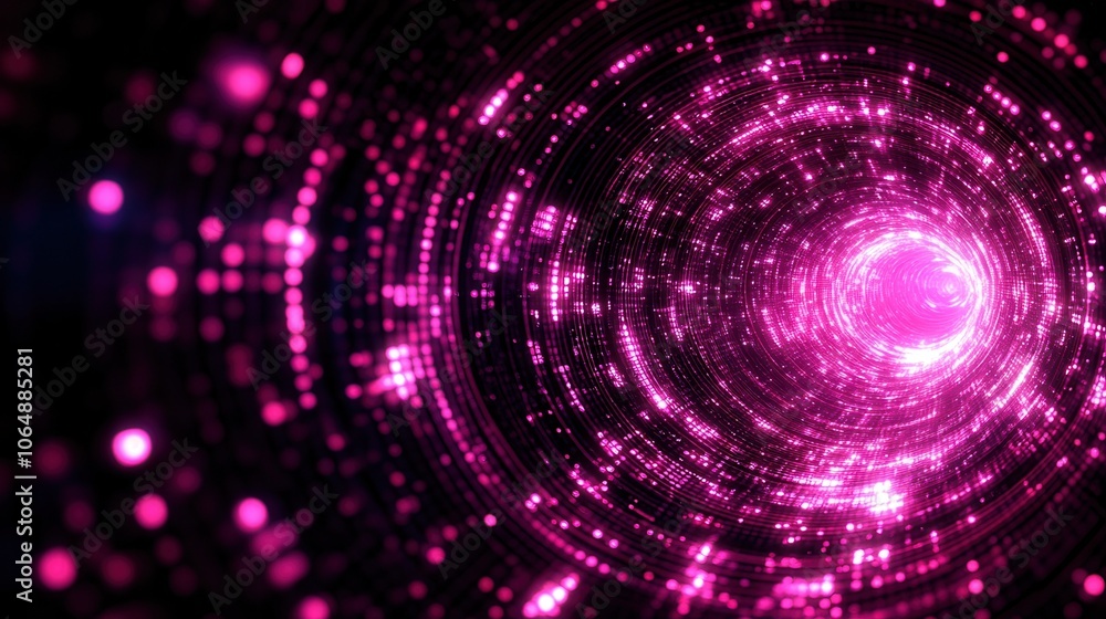 Poster a mesmerizing swirl of luminous pink lights that creates a sense of depth and motion in a digital ab