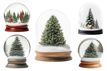 PNG snow globe design element set, transparent background