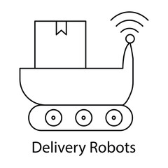 Delivery Robot Icon – Robotic Device with Package Representing Automated Delivery Services