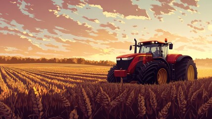 Obraz premium The agriculture industry adopting modern techniques to boost crop production and sustainability. Illustrations