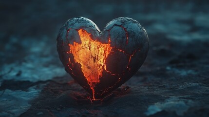 Broken heart, abstract concept of losing love 