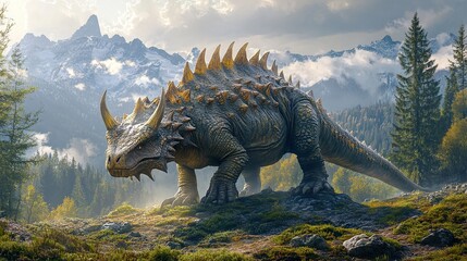 Mythical Creature in Mountainous Landscape: A Digital Art