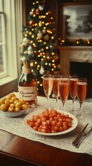 Fototapeta premium Festive Celebration - Christmas Party with Bubbles and Olives