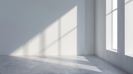 Obraz premium Bright and spacious room with large windows illuminating the minimalist interior during the daytime, creating a serene atmosphere for relaxation