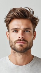 Obraz premium A man with a beard and a shaved head