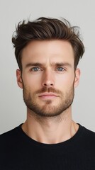 Obraz premium A man with a shaved head and a beard