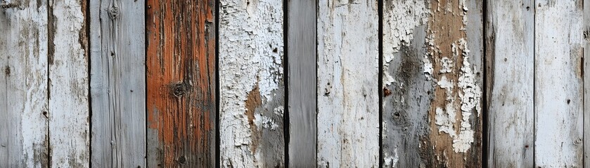 Weathered Wooden Planks with Peeling Paint
