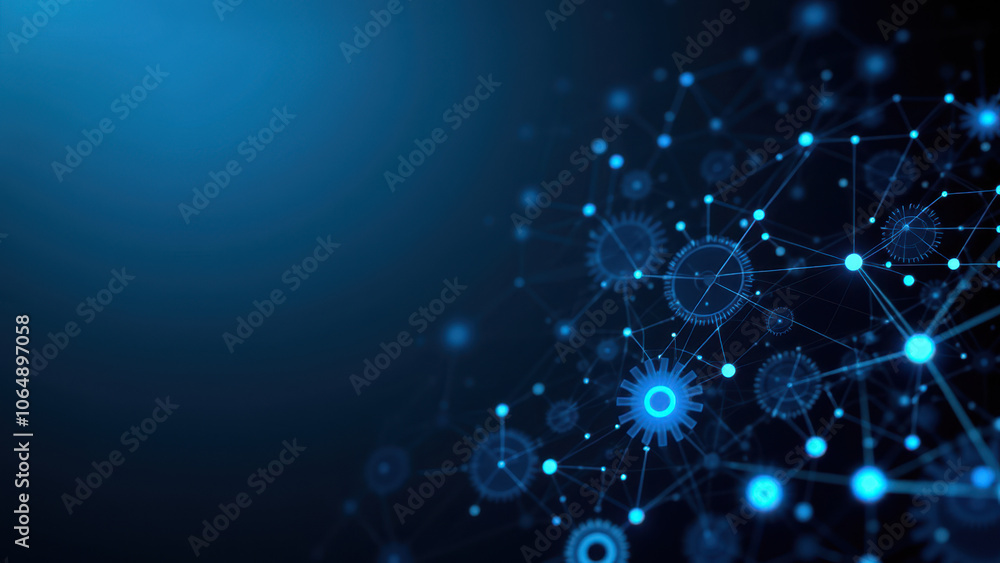 Poster network of interconnected nodes, resembling a brain or neural system.