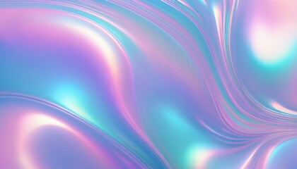 Fluid vaporwave background with iridescent waves in pastel pink and blue hues