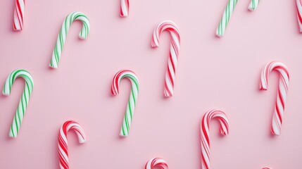 Obraz premium Close-Up of Festive Red and White Candy Canes in a Holiday Pattern