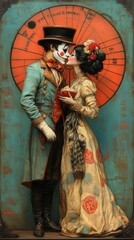 Obraz premium Whimsical Painted Couple, Steampunk Inspired