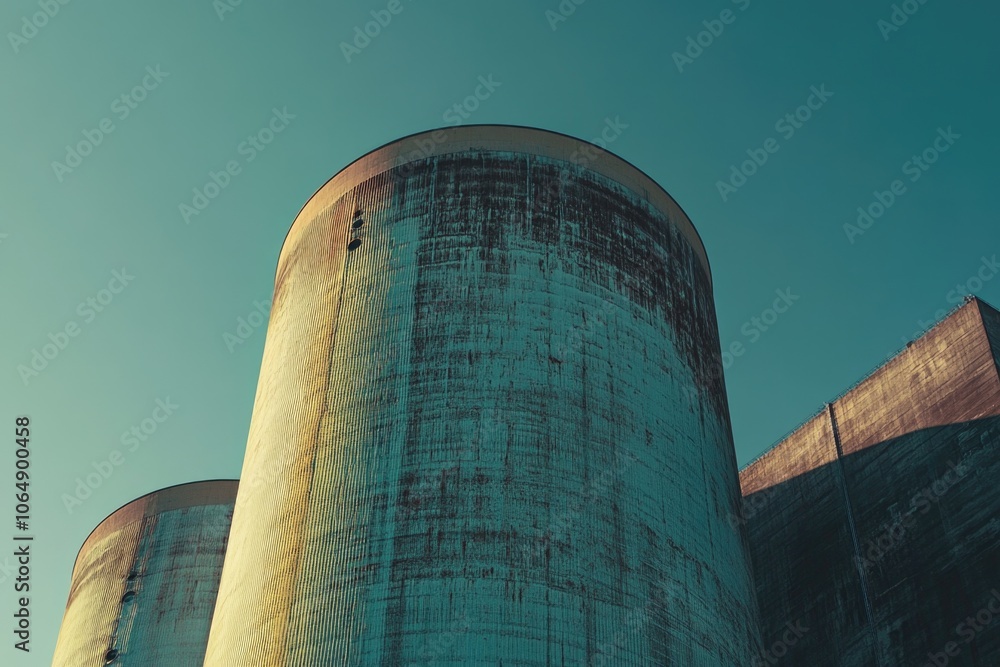 Poster a tall tower with a clock on top, suitable for cityscape or architecture images