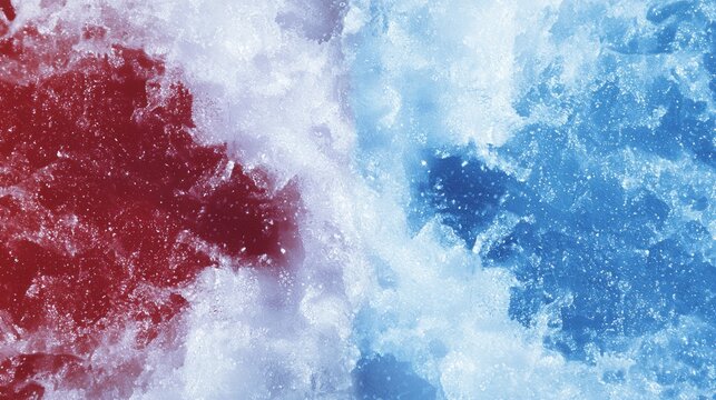 Clash of Ideologies: Symbolic Image of Red and Blue Waves Crashing in Political Turmoil