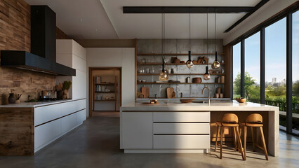 Beautiful modern kitchenware display  kitchen room
