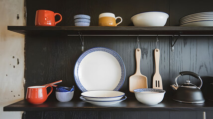 Beautiful modern kitchenware display  kitchen room