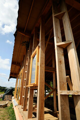 Obraz premium Ecological wooden frame house construction