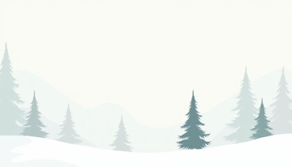 Fototapeta premium Minimalist Christmas background with fir trees in soft pastel colors and snow, copy space