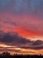 Red sunset over the city