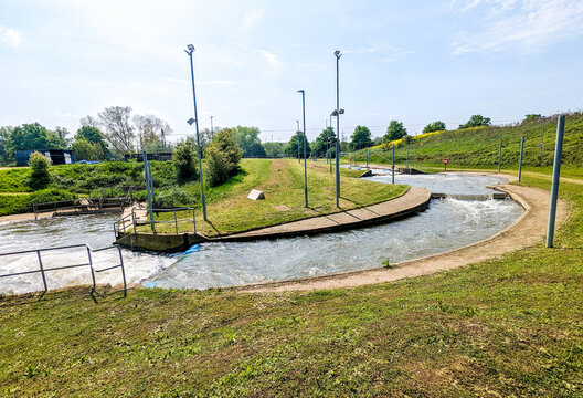 Manmade White Water Rapids For People To Enjoy Or To Compete On