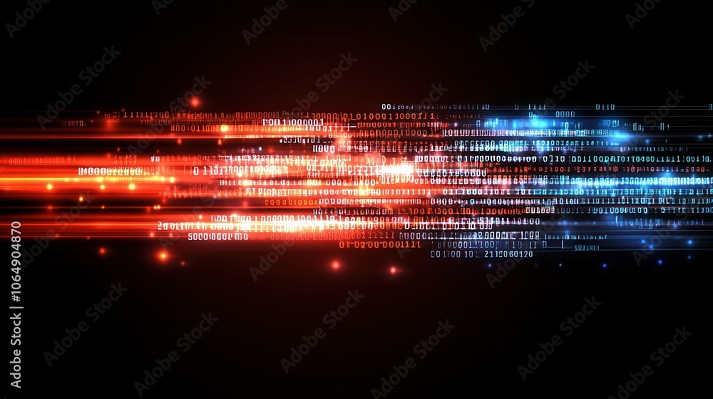 Poster dynamic abstract background with colorful light streaks in blue and red, representing speed and tech