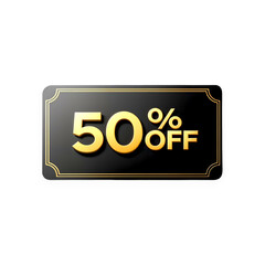 3d black and golden voucher 50% off png