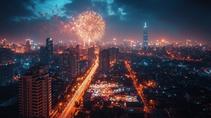Obraz premium fireworks happy new year