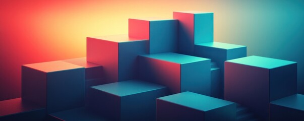 Obraz premium Abstract geometric shapes in vibrant colors creating a modern, artistic composition.