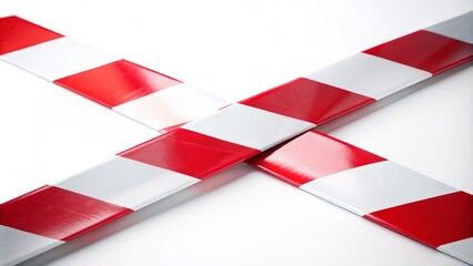 Macro Photography of X Shape Barricade Tape on a White Background with Clipping Path for Safety and Hazard Awareness, Ideal for Design and Illustration Uses