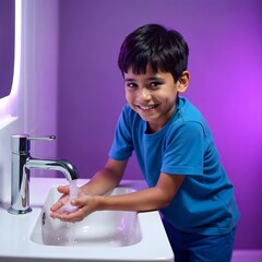 Happy and under privilege kids and groups are reading books with mobile tab, washing hands,  super hero kids