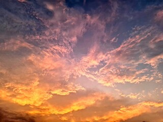 The sky at sunset shows the beauty of abstract clouds