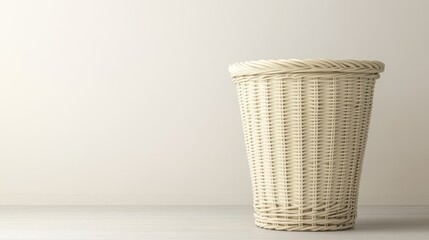 A sleek, modern laundry basket placed in a well-lit studio environment showcasing its design