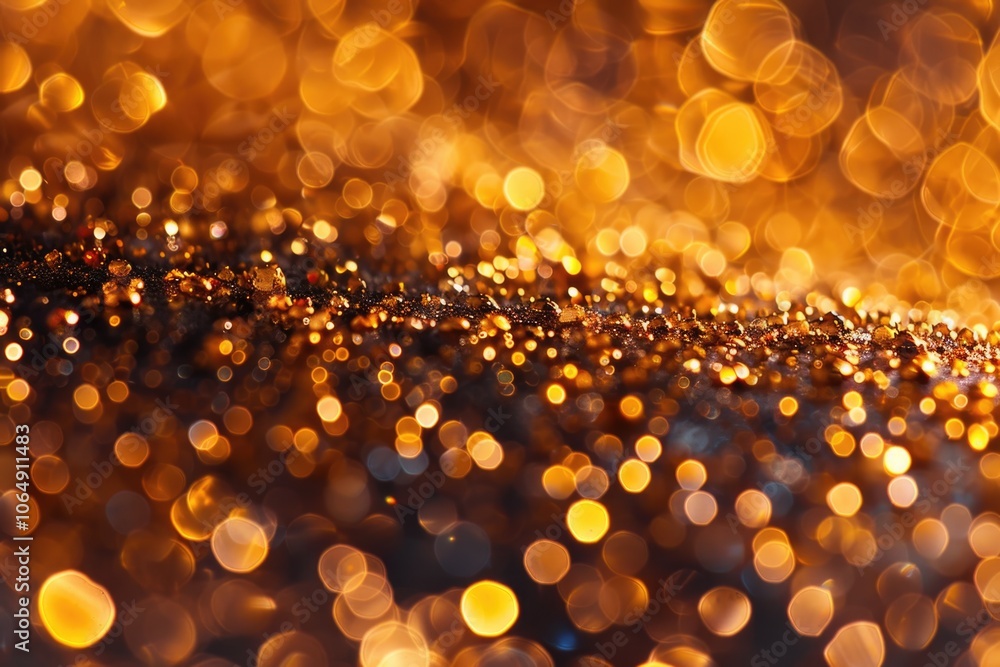 Poster a close-up view of a shiny surface with lights in the background, suitable for use in promotional ma