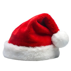 Christmas Santa Claus hat, New Year red cap isolated on a transparent background