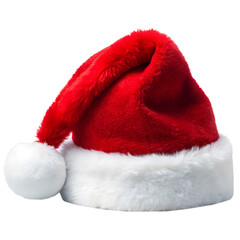 Christmas Santa Claus hat, New Year red cap isolated on a transparent background