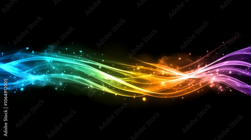Poster abstract colorful lines background, a vibrant and dynamic design with intertwined curves spectrum of