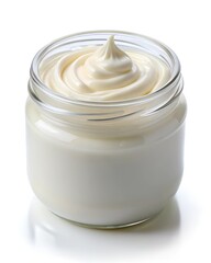 
jar of sour cream isolated on white background