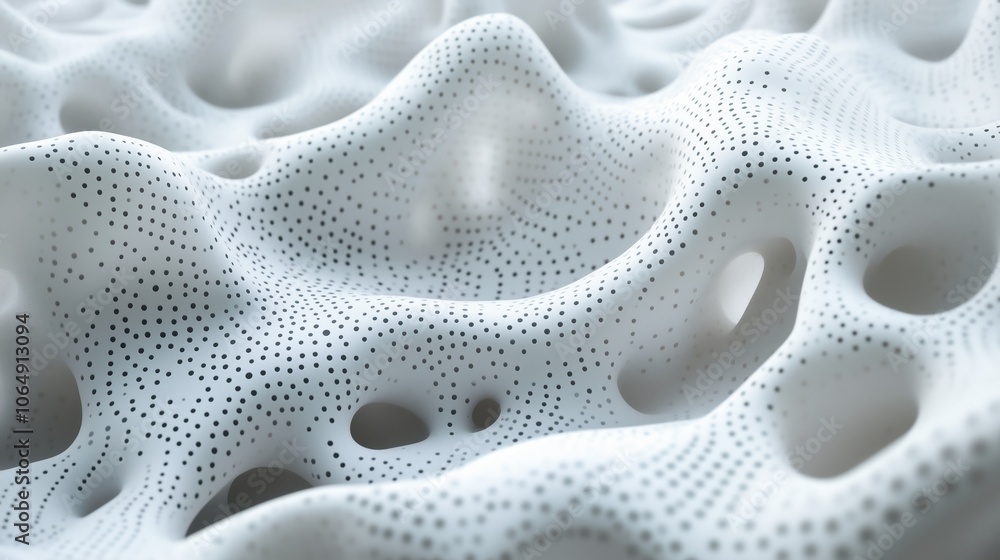 Poster intricate white texture with dotted patterns and organic shapes created by 3d modeling, showcasing d