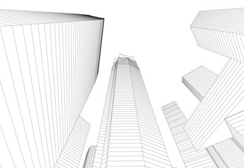 Fototapeta premium Abstract architecture vector 3d drawing