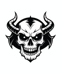 Free vector demon head skull silhouette illustration, white background
