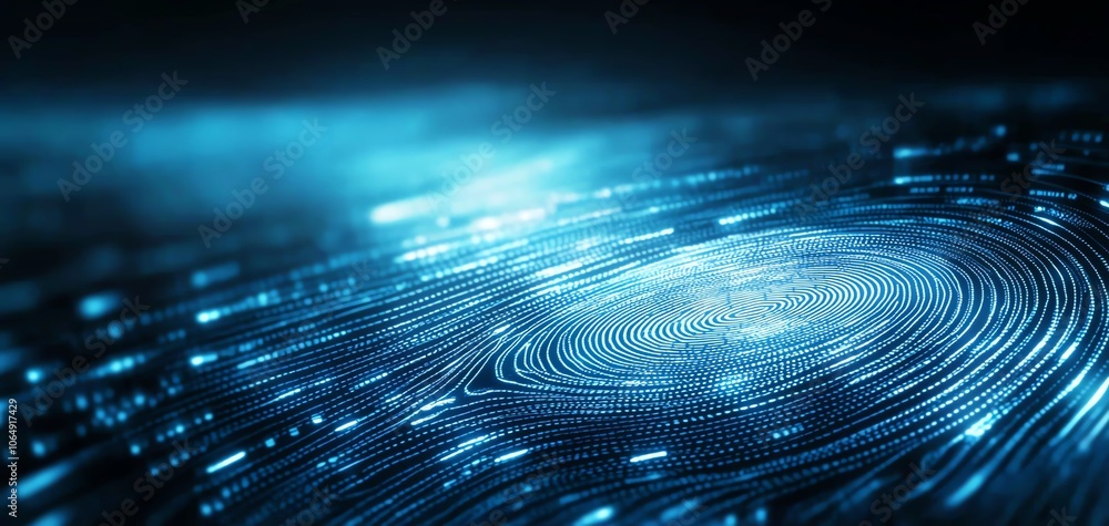 Aufkleber abstract futuristic data visualization with glowing lines and circles, creating a dynamic digital en