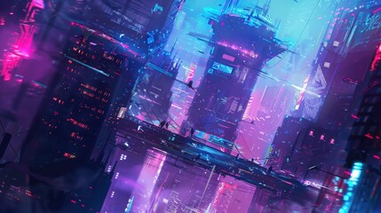 Obraz premium Neon cityscapes at night