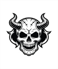 Free vector demon head skull silhouette illustration, white background
