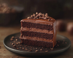 Cocoa Nib Cake Slice with Crunchy Cocoa Nibs and Rich Chocolate Flavor