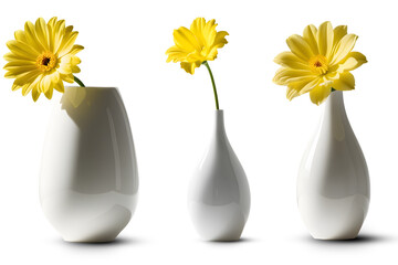 Flower vase with Yellow flower isolated