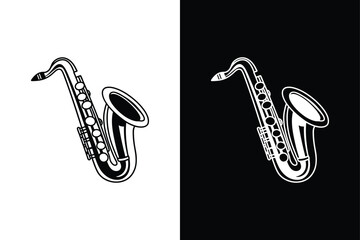 Naklejka premium Saxophone flute icon on White Background Vector Art Illustration on white background.